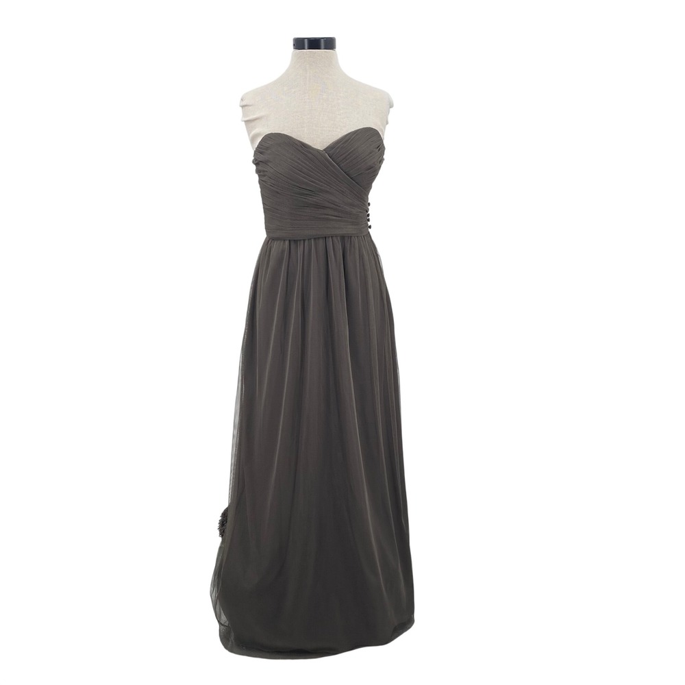 Jenny Yoo Collection Taupe Tulle Strapless Sweetheart Maxi Gown Size 12‎ Formal